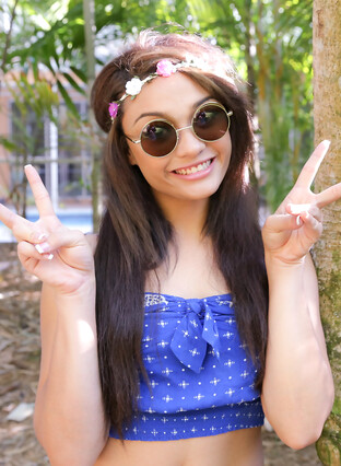 Very sexy short petite hippe teen Jaye Austin wants to save the trees but ends up getting her twat banged up in her back yard